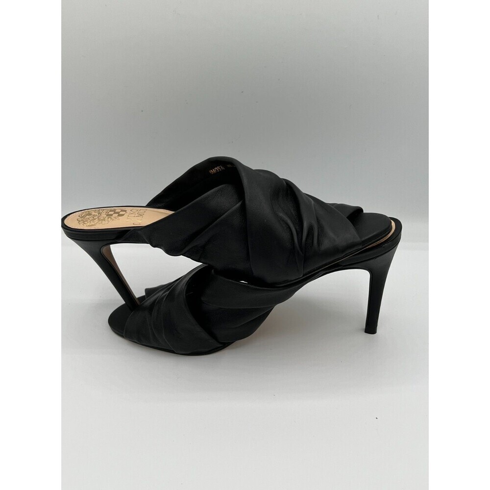 VINCE CAMUTO Clarstie Peep Toe Black Leather Stiletto Heels Sandals 6M - Picture 5 of 9